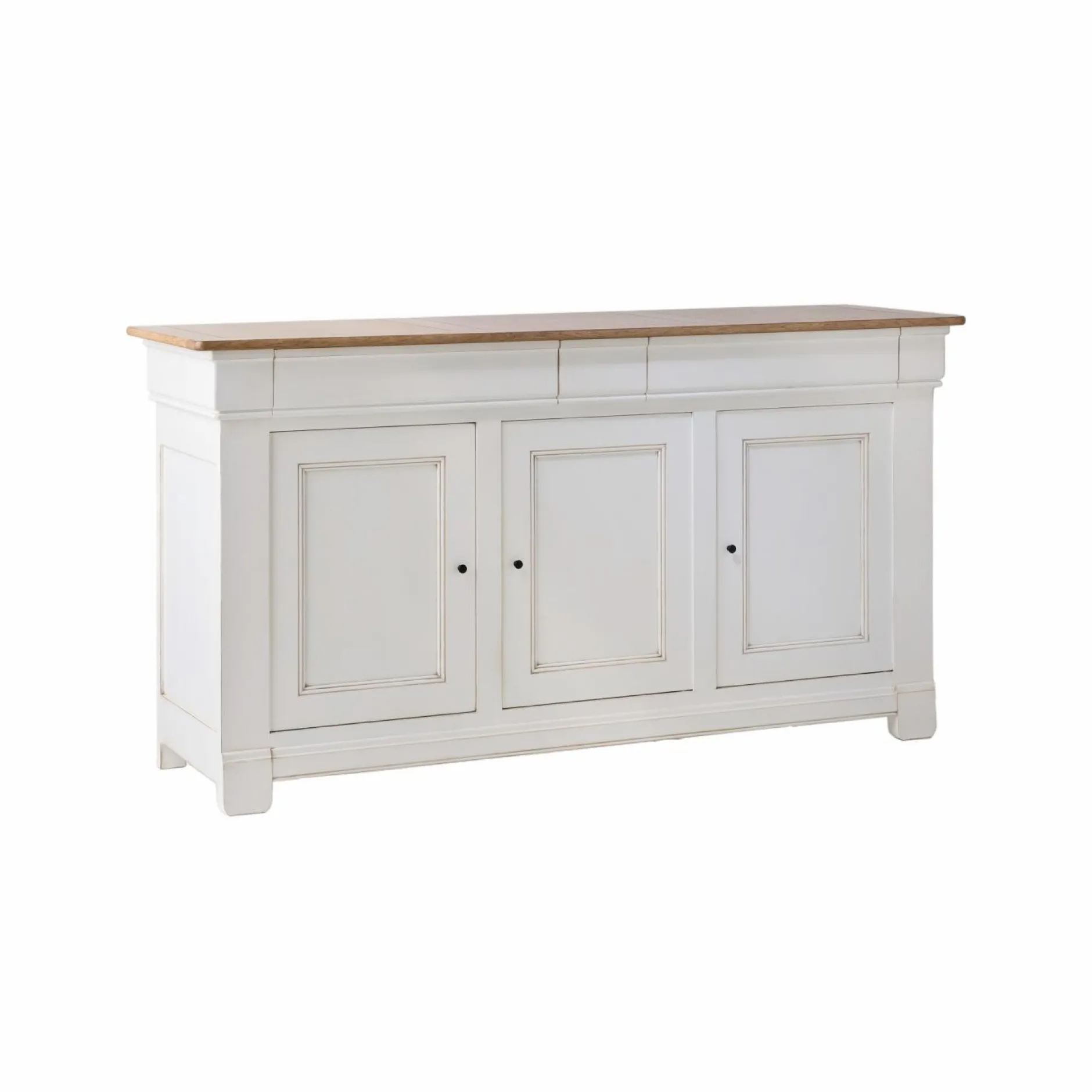 Buffets>Camif Buffet bois massif 3 portes 3 tiroirs Embellie - Blanc