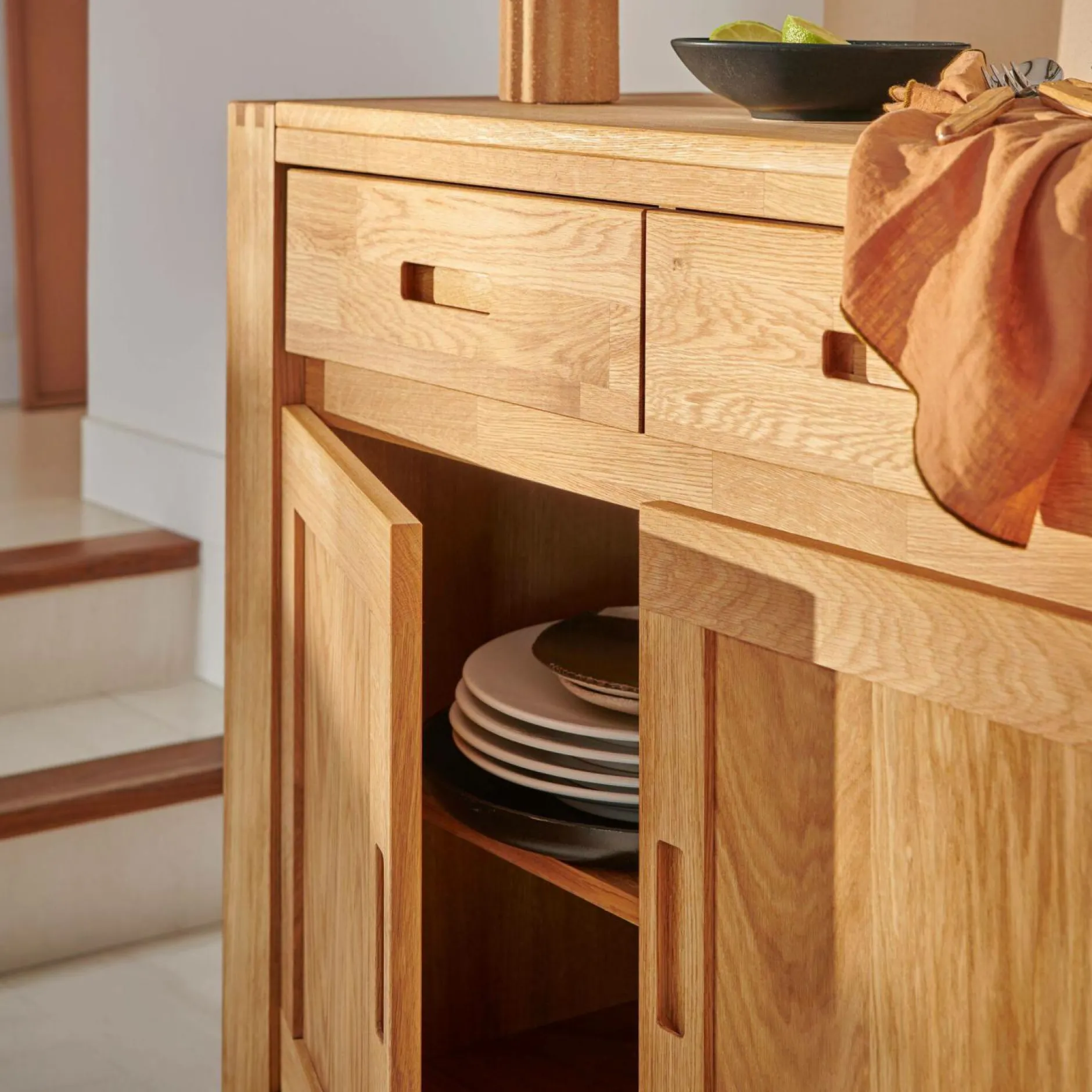 Buffets>Camif Buffet chêne massif 4 portes 4 tiroirs Luminescence