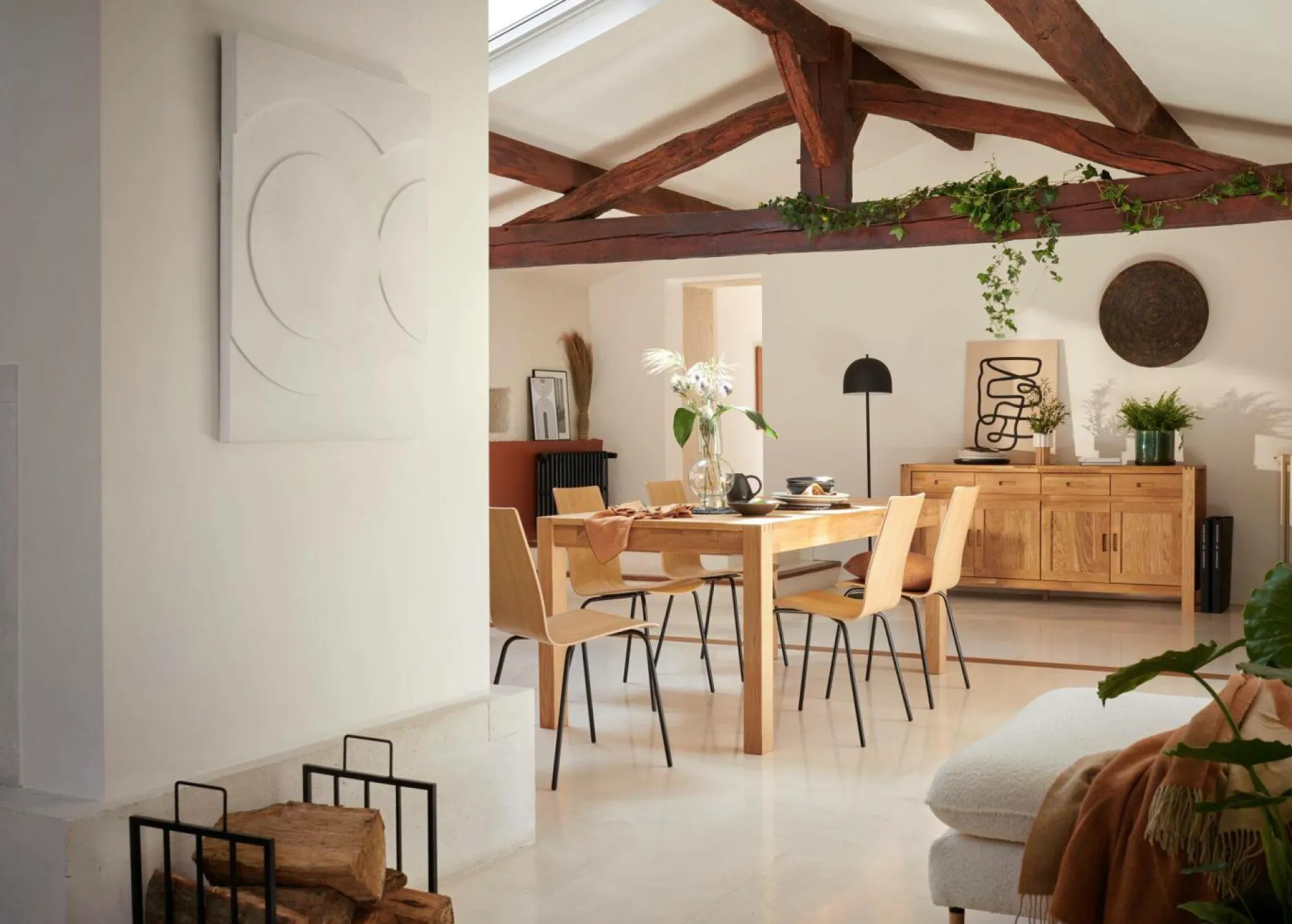 Buffets>Camif Buffet chêne massif 4 portes 4 tiroirs Luminescence