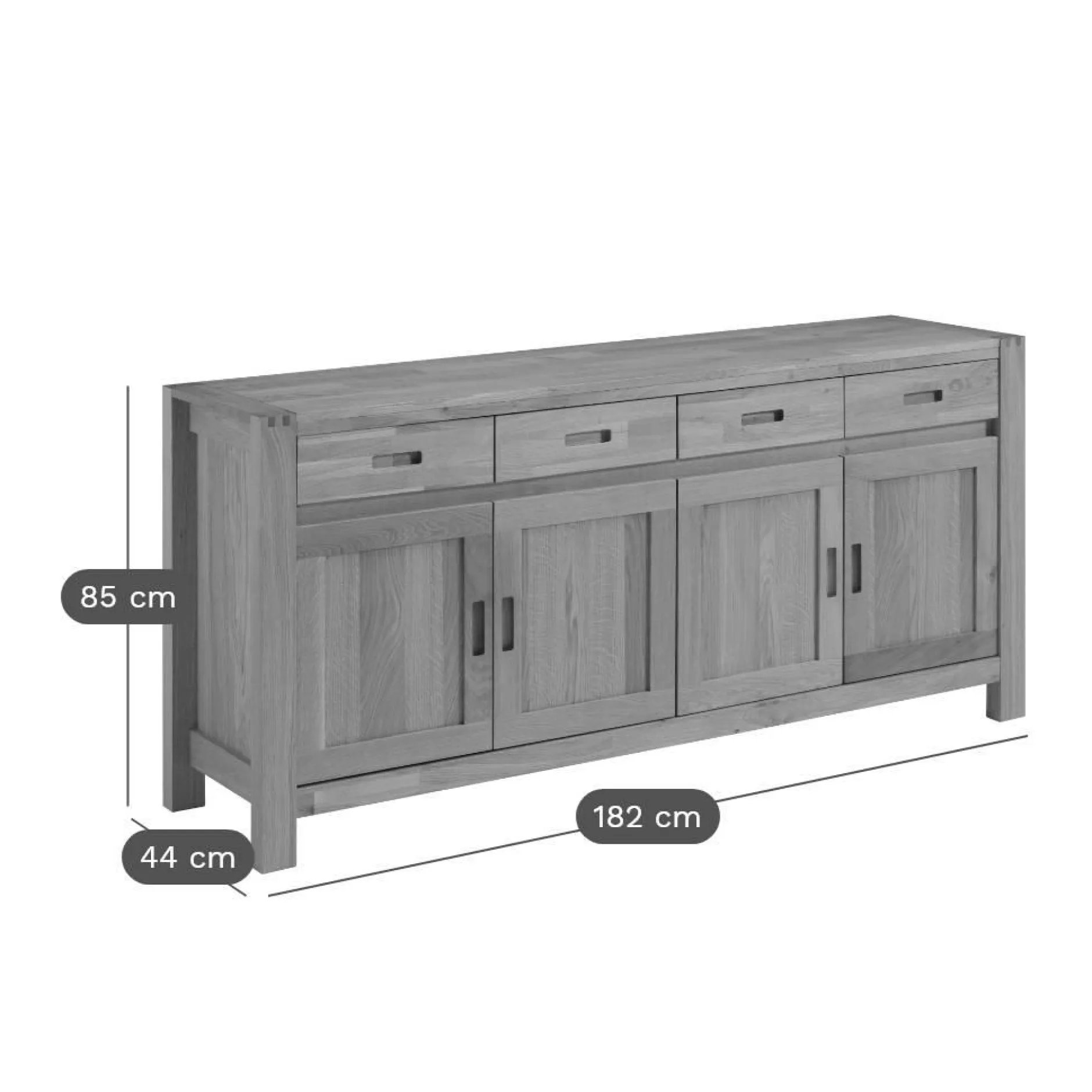 Buffets>Camif Buffet chêne massif 4 portes 4 tiroirs Luminescence