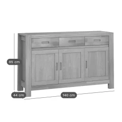 Buffets></noscript>Camif Buffet chêne massif 3 portes 3 tiroirs Luminescence