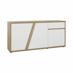 Buffets></noscript>Camif Buffet décor bois et blanc 3 portes 1 tiroir Gustave