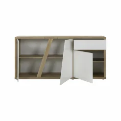 Buffets></noscript>Camif Buffet décor bois et blanc 3 portes 1 tiroir Gustave