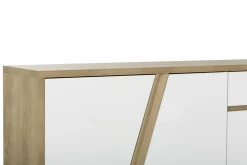 Buffets></noscript>Camif Buffet décor bois et blanc 3 portes 1 tiroir Gustave