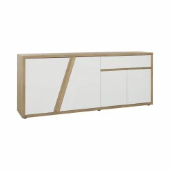 Buffets></noscript>Camif Buffet décor bois et blanc 4 portes 1 tiroir Gustave