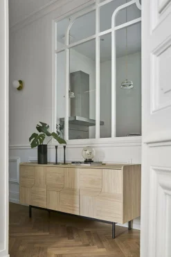 Buffets>Camif Buffet décor bois pieds métal 3 portes Mila