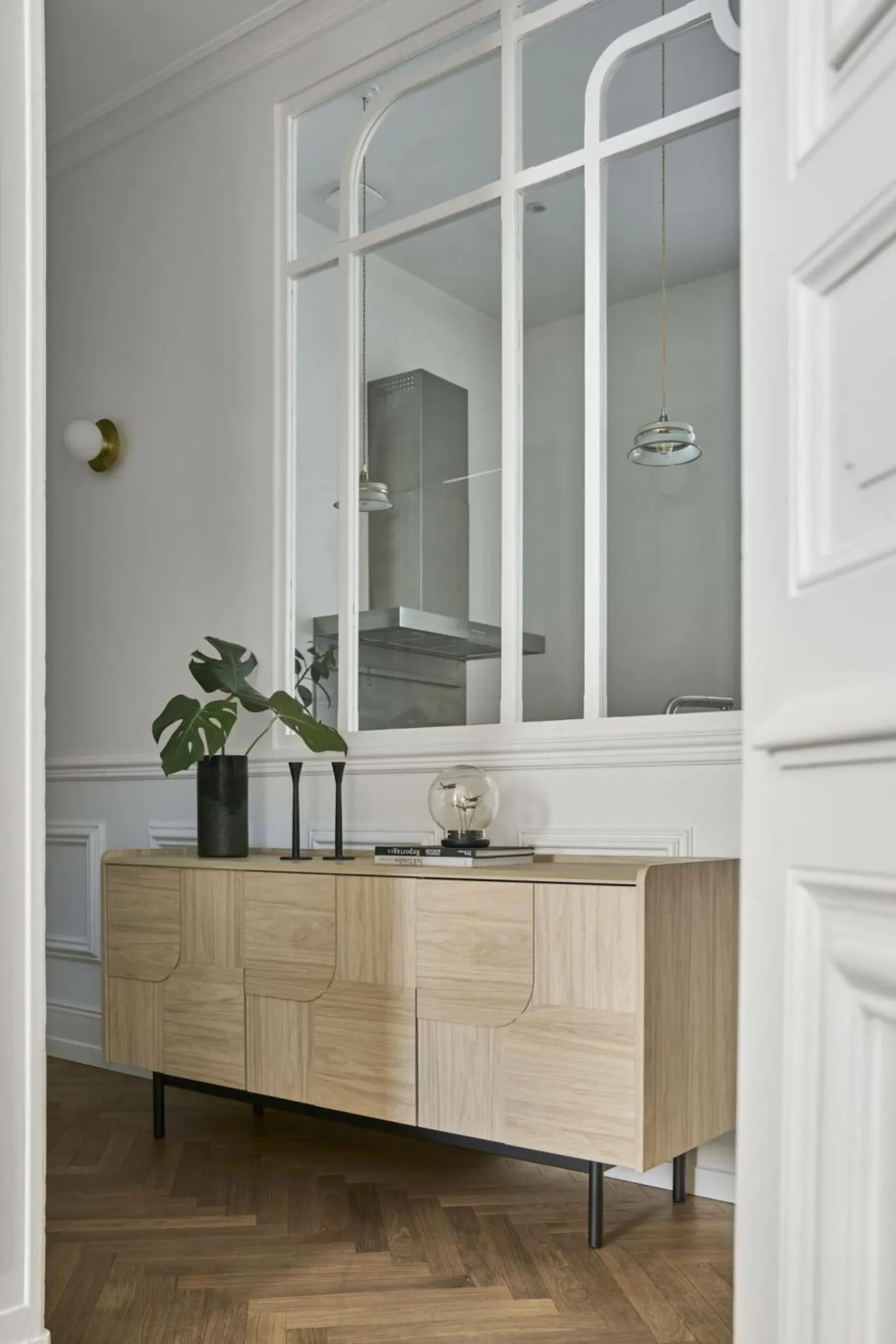 Buffets>Camif Buffet décor bois pieds métal 3 portes Mila