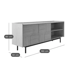 Buffets></noscript>Camif Buffet décor bois pieds métal 2 portes Mila
