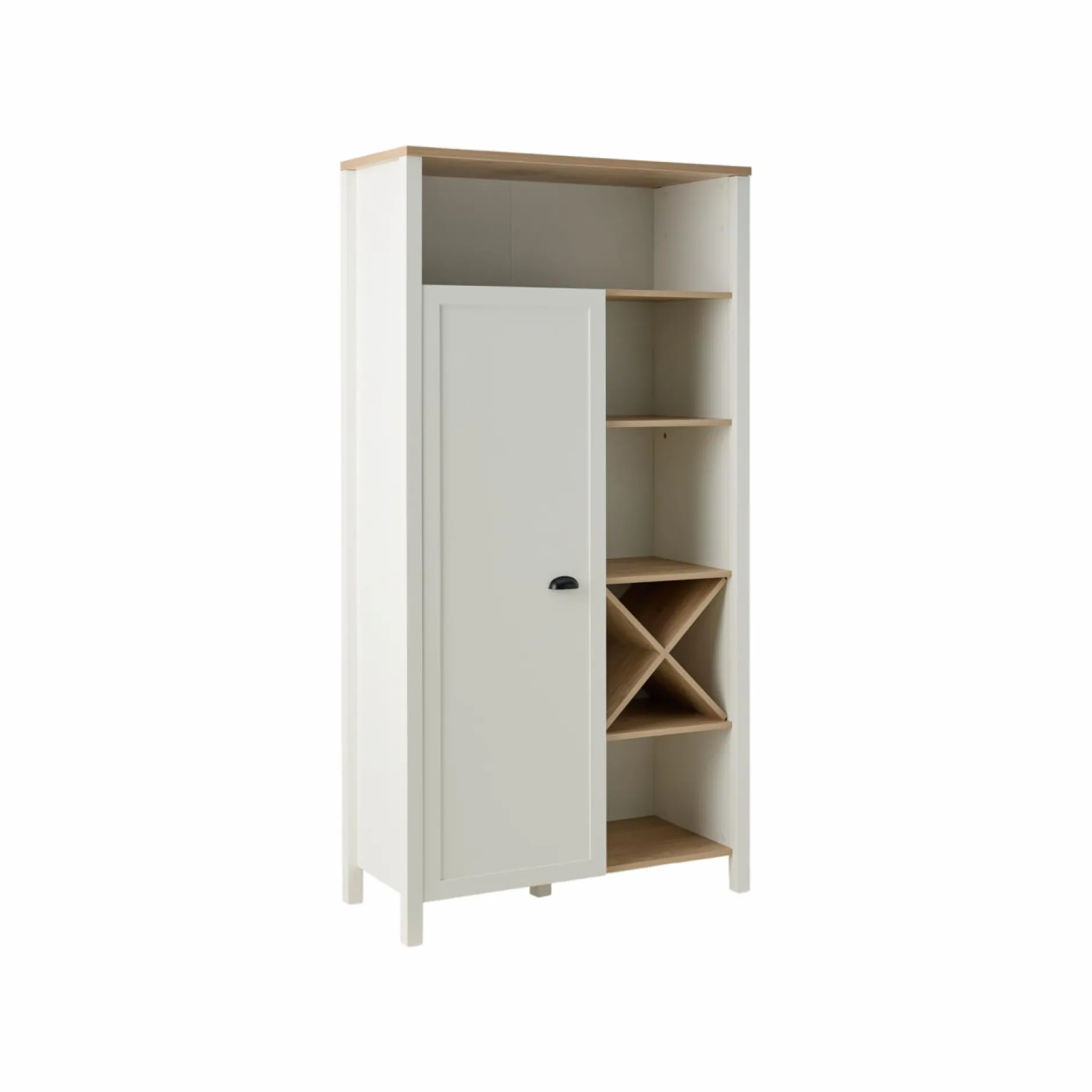 Buffets>Camif Buffet haut blanc et décor bois 1 porte Pivoine