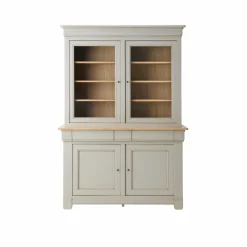 Meubles Vitrines>Camif Buffet vaisselier bois massif 4 portes 3 tiroirs Embellie - Grège