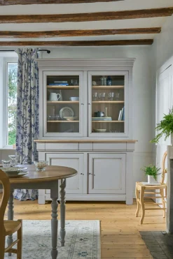 Meubles Vitrines>Camif Buffet vaisselier bois massif 4 portes 3 tiroirs Embellie - Gris