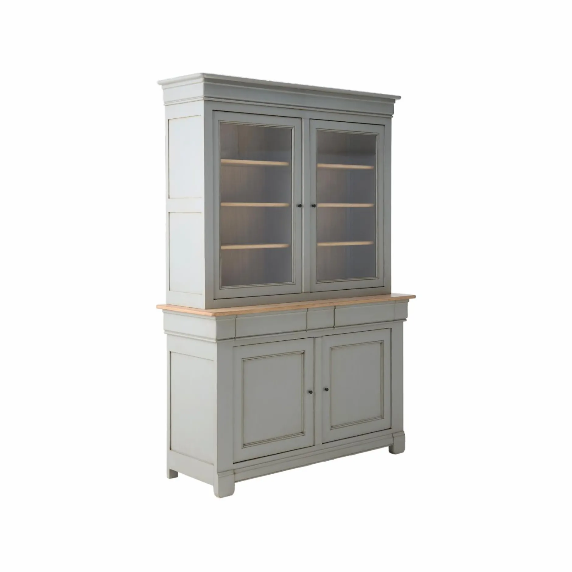 Meubles Vitrines>Camif Buffet vaisselier bois massif 4 portes 3 tiroirs Embellie - Gris