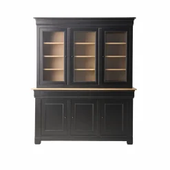 Meubles Vitrines>Camif Buffet vaisselier bois massif 6 portes 3 tiroirs Embellie - Noir