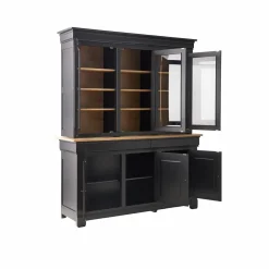 Meubles Vitrines></noscript>Camif Buffet vaisselier bois massif 6 portes 3 tiroirs Embellie - Noir