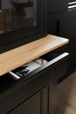 Meubles Vitrines></noscript>Camif Buffet vaisselier bois massif 6 portes 3 tiroirs Embellie - Noir