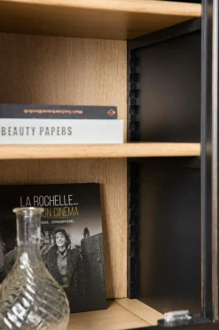 Meubles Vitrines></noscript>Camif Buffet vaisselier bois massif 6 portes 3 tiroirs Embellie - Noir