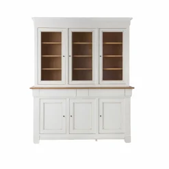 Meubles Vitrines>Camif Buffet vaisselier bois massif 6 portes 3 tiroirs Embellie - Blanc
