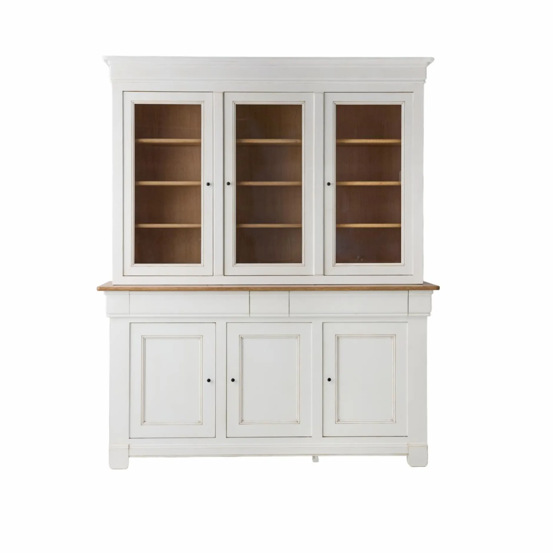 Meubles Vitrines>Camif Buffet vaisselier bois massif 6 portes 3 tiroirs Embellie - Blanc
