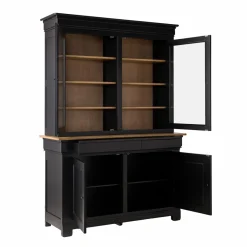 Meubles Vitrines></noscript>Camif Buffet vaisselier bois massif 4 portes 3 tiroirs Embellie - Noir