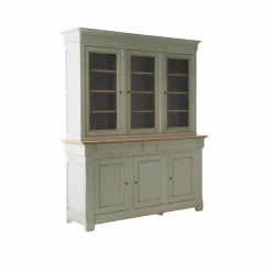 Meubles Vitrines>Camif Buffet vaisselier bois massif 6 portes 3 tiroirs Embellie - Grège