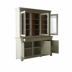 Meubles Vitrines></noscript>Camif Buffet vaisselier bois massif 6 portes 3 tiroirs Embellie - Grège