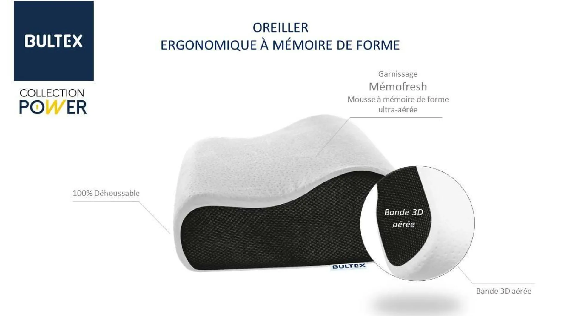 Oreillers|Oreillers>Camif BULTEX Oreiller ferme ergonomique à mémoire de forme