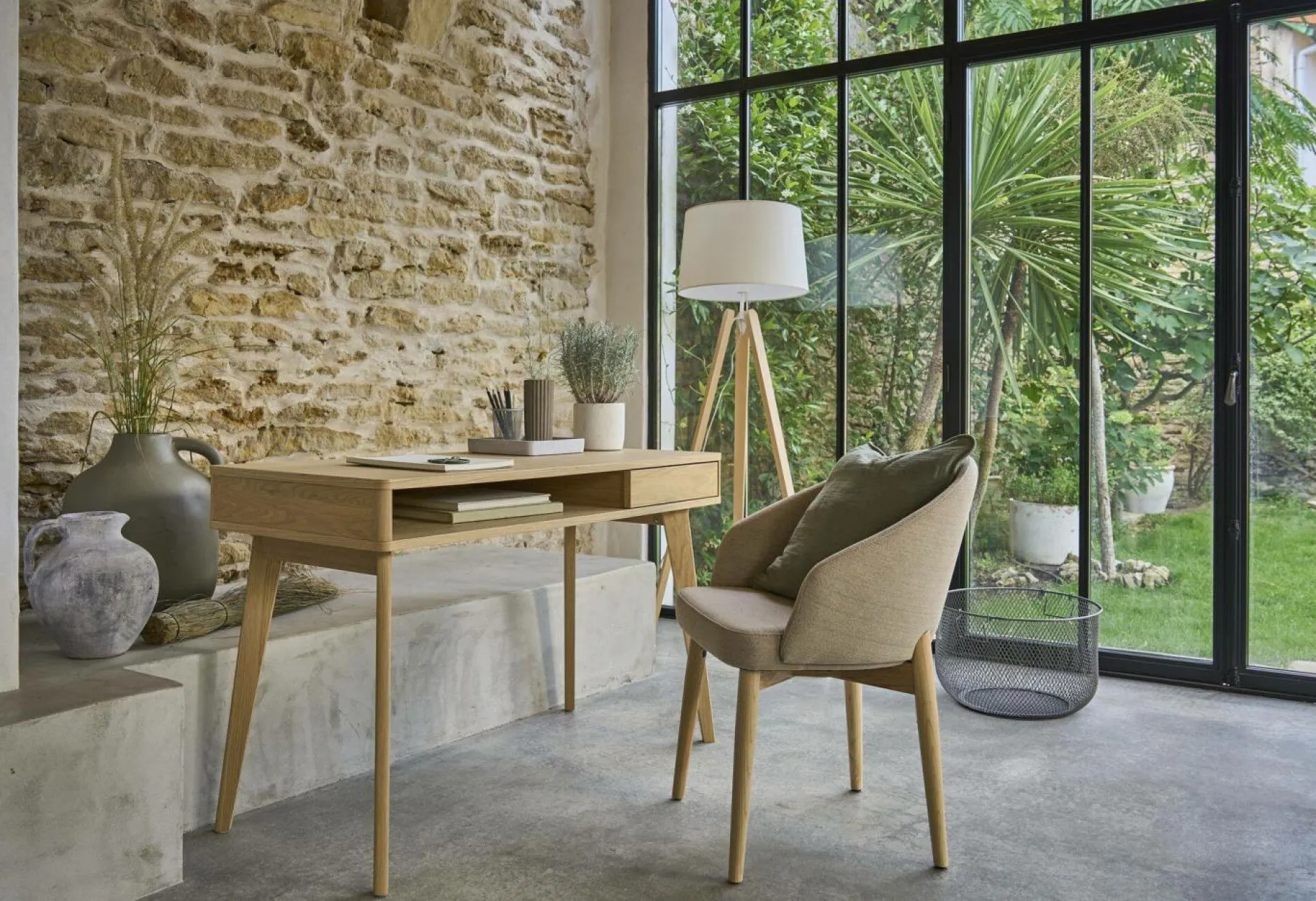 Bureaux>Camif Bureau 1 tiroir bois Atia