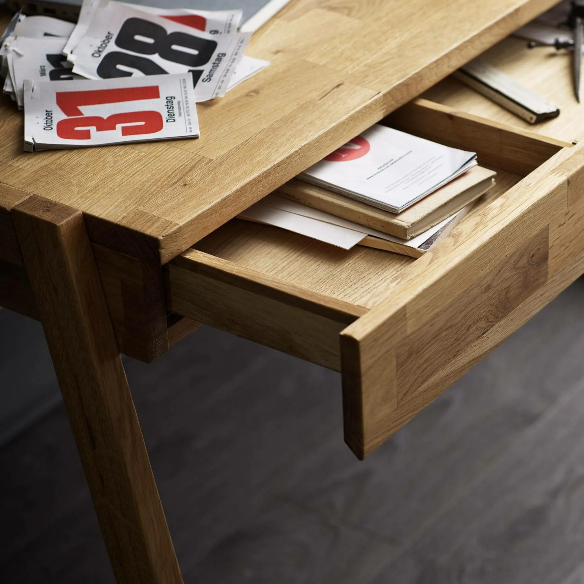 Bureaux>Camif Bureau en chêne massif Cyriel