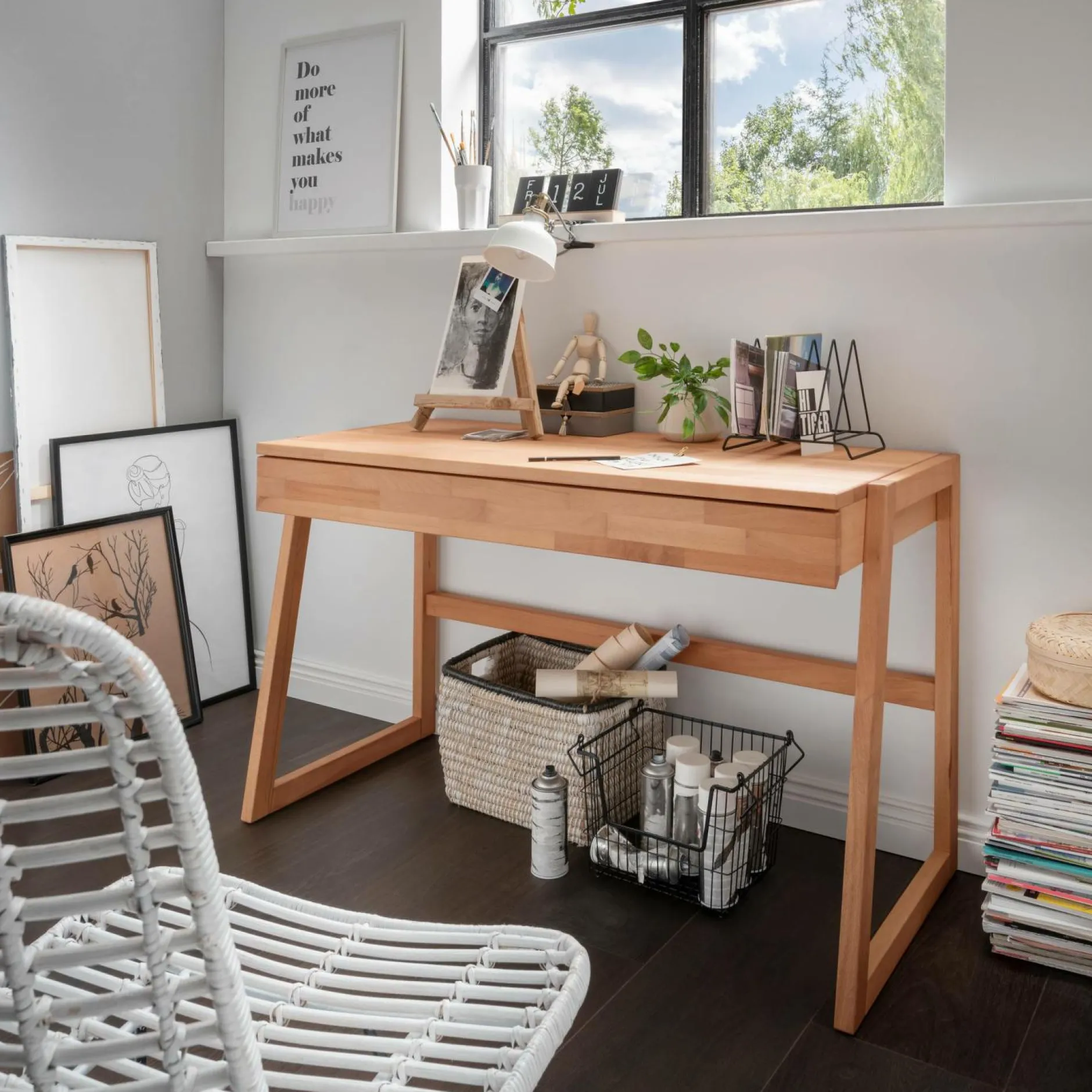 Bureaux>Camif Bureau en hêtre massif Cyriel