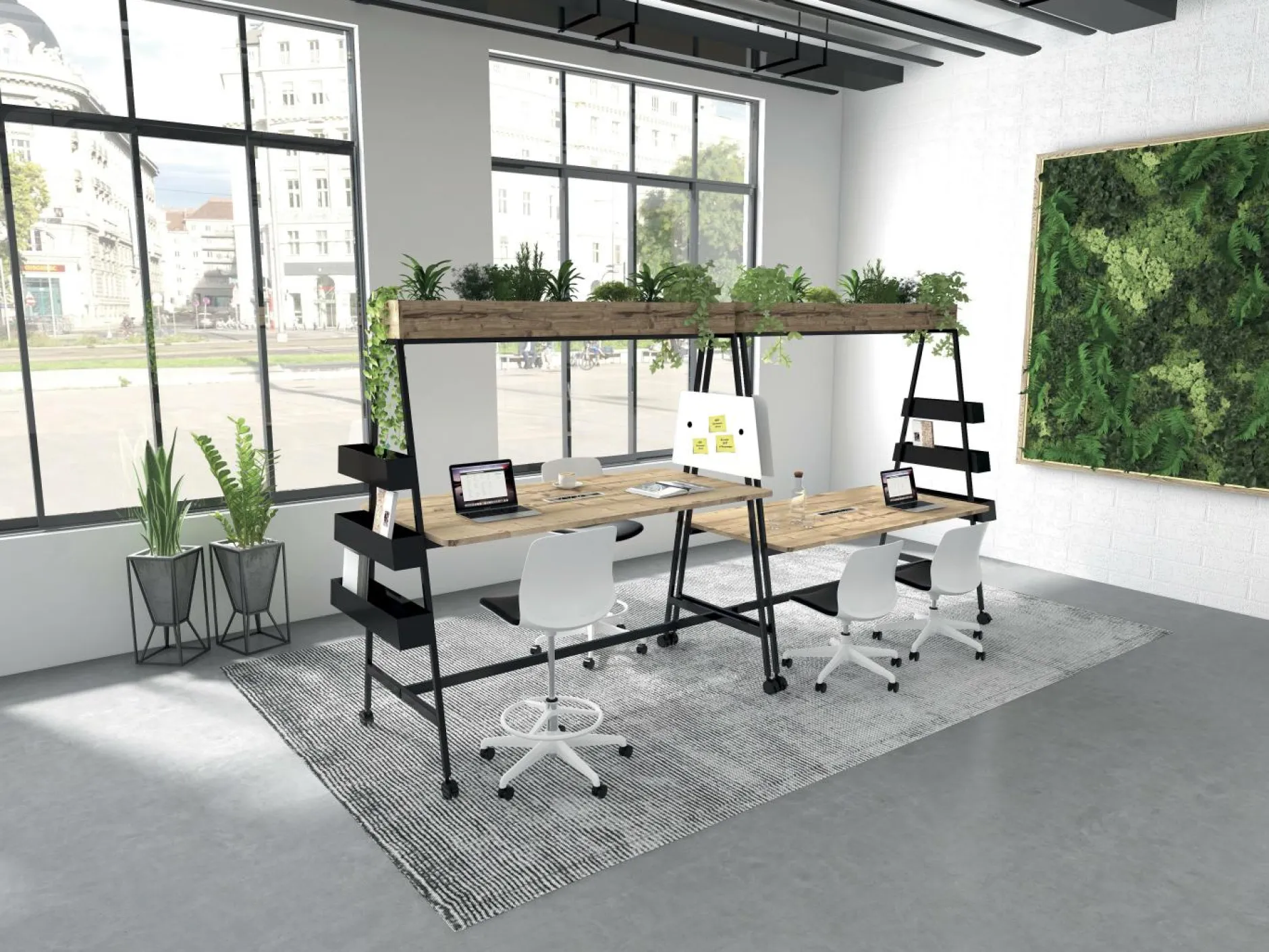 Bureaux>Camif BURONOMIC Table de travail collaborative mobile Alto - - Largeur 180 cm Noir