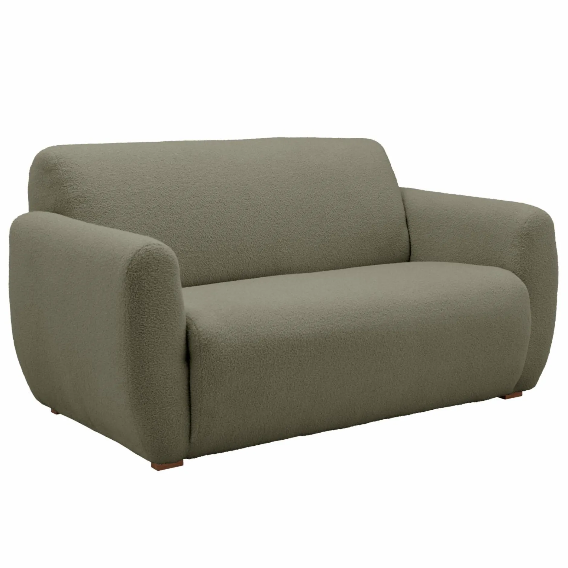 Canapés Droits|Canapés Fixes>Camif Canapé bouclette Ome - - 2 places Vert Kaki