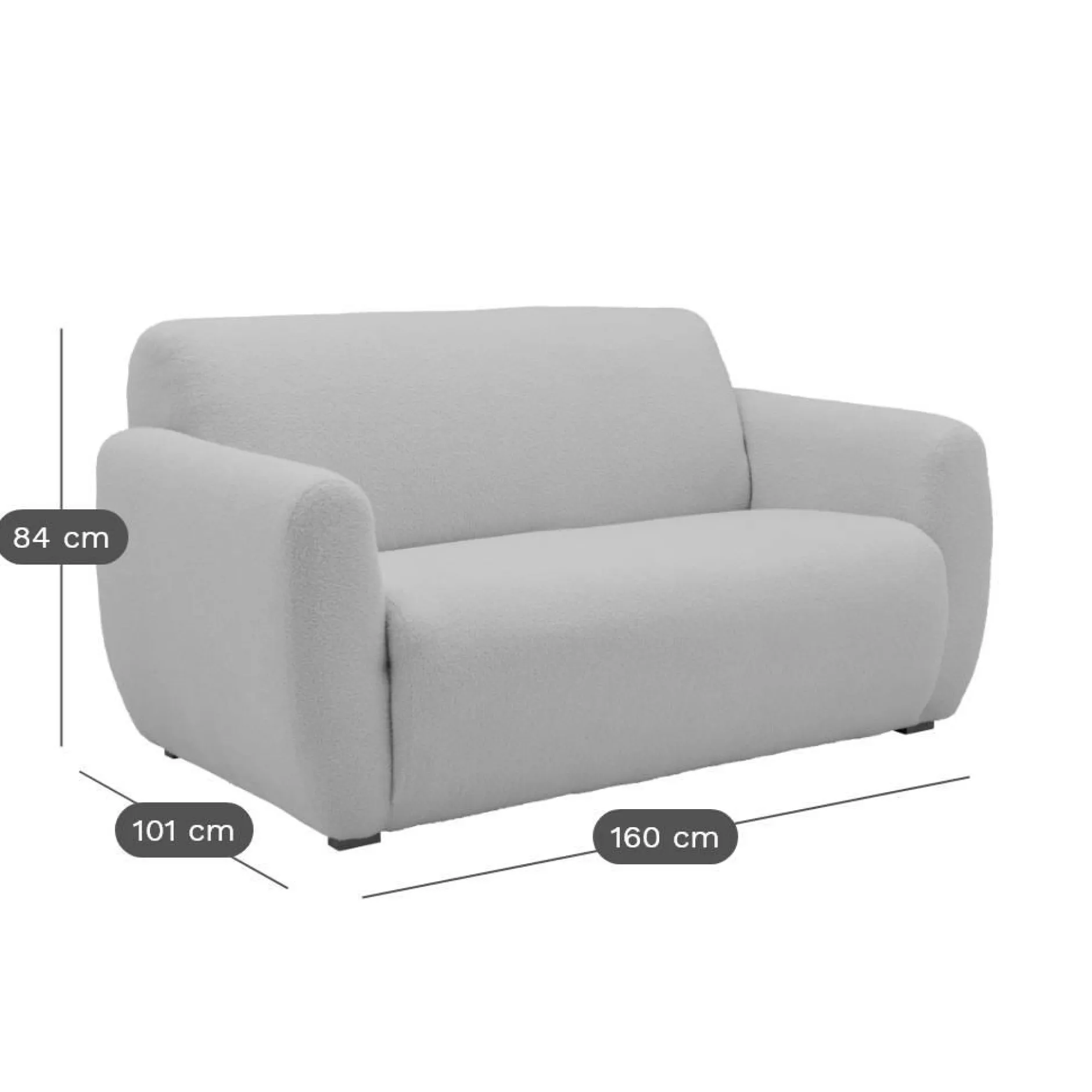 Canapés Droits|Canapés Fixes>Camif Canapé bouclette Ome - - 2 places Vert Kaki