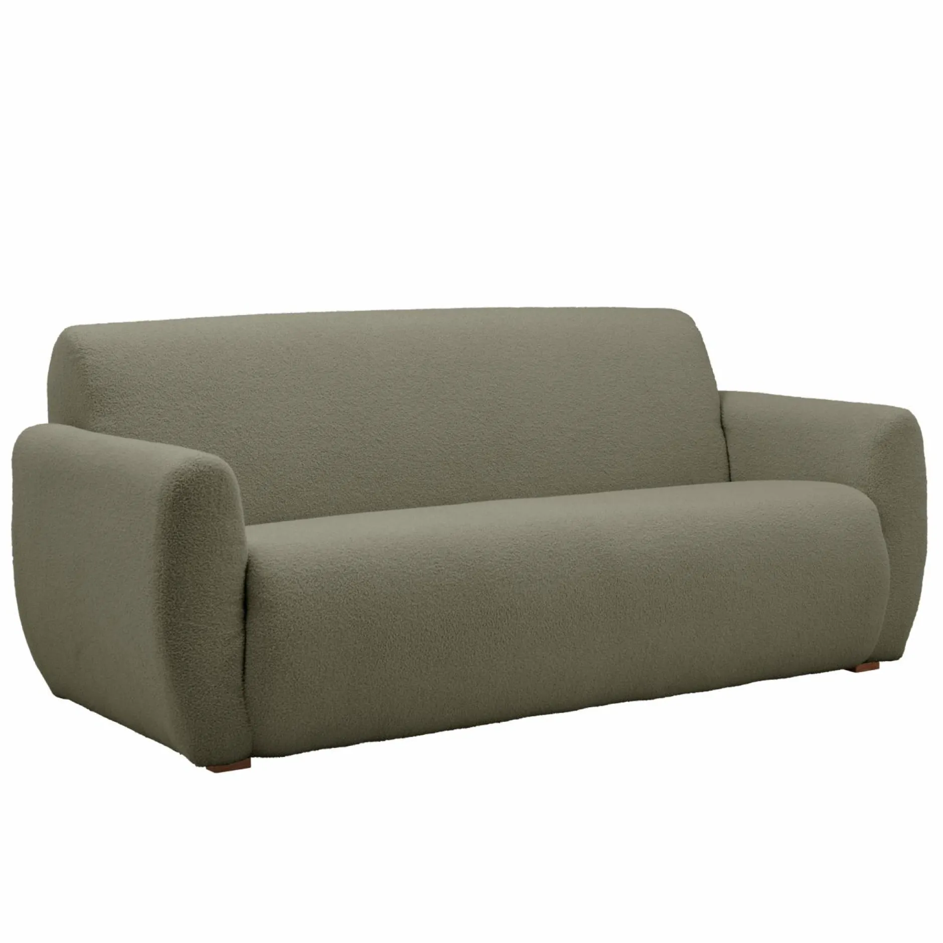 Canapés Droits|Canapés Fixes>Camif Canapé bouclette Ome - - 3 places Vert Kaki