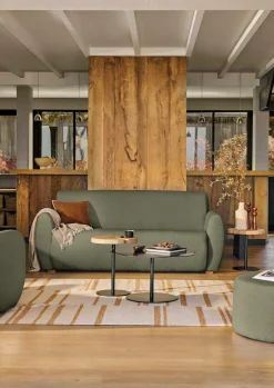 Canapés Droits|Canapés Fixes>Camif Canapé bouclette Ome - - 3 places Vert Kaki