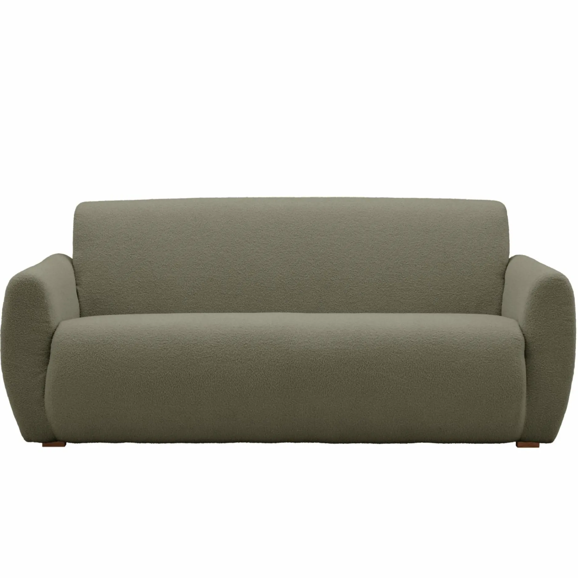 Canapés Droits|Canapés Fixes>Camif Canapé bouclette Ome - - 3 places Vert Kaki