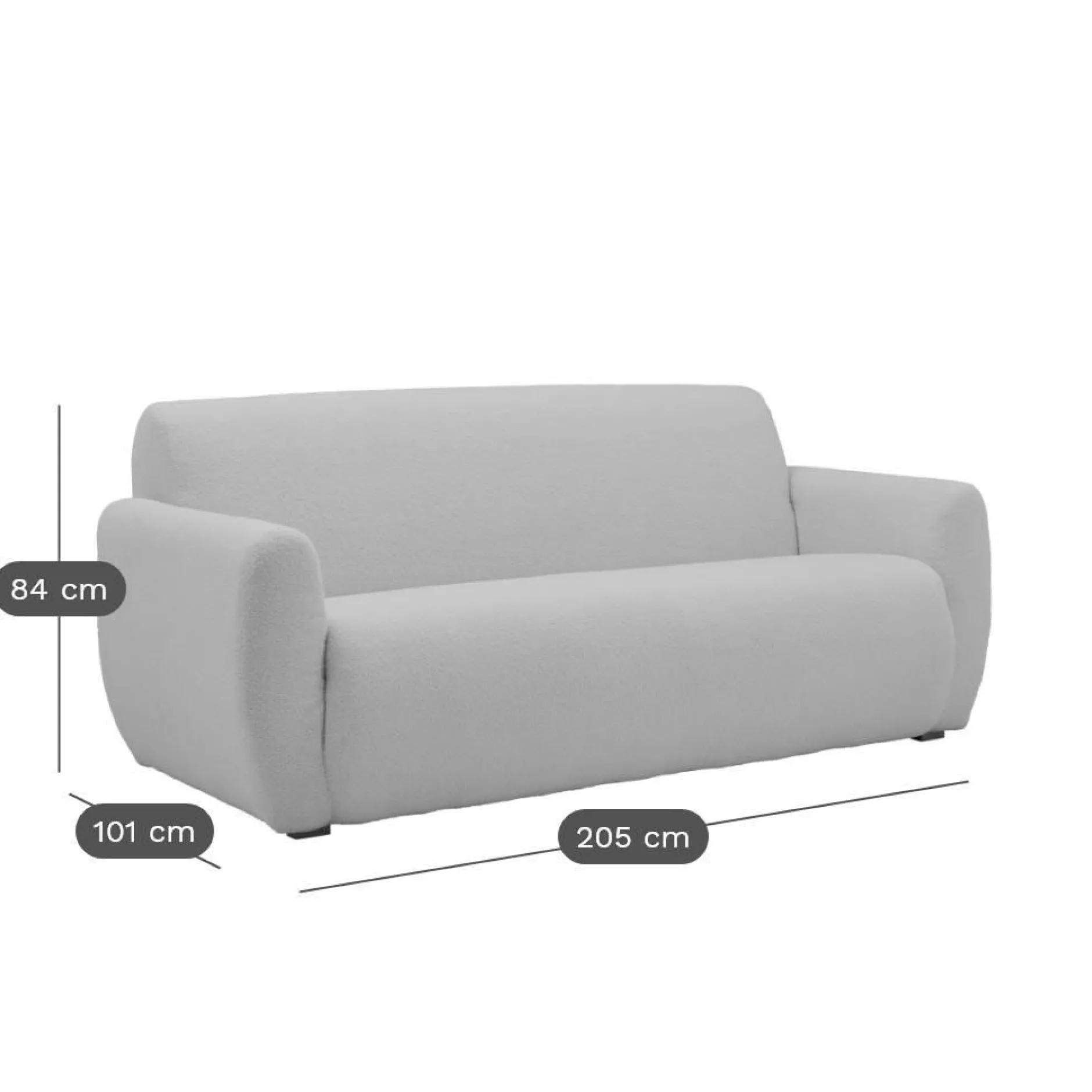 Canapés Droits|Canapés Fixes>Camif Canapé bouclette Ome - - 3 places Vert Kaki