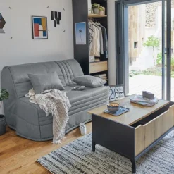 Bz>Camif Canapé BZ tissu matelas 15 cm Genay - Gris Clair