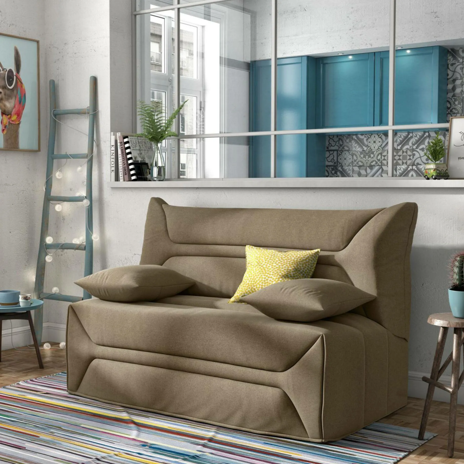 Bz>Camif Canapé BZ tissu matelas 12 cm Garance - Sable