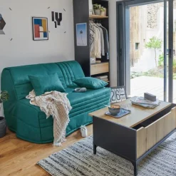 Bz>Camif Canapé BZ tissu matelas 15 cm Genay - Bleu Canard