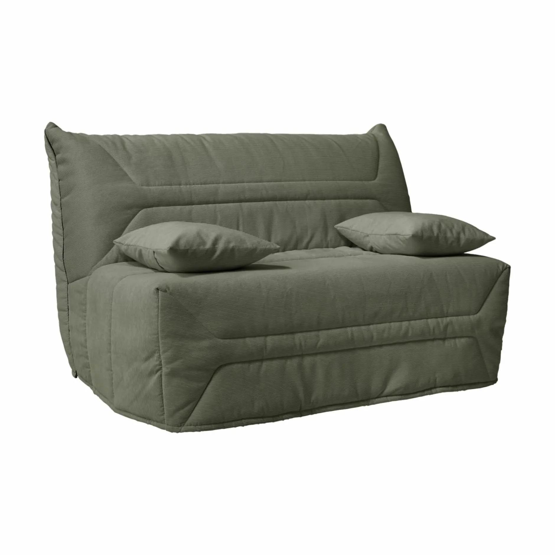 Bz>Camif Canapé BZ velours côtelé matelas 12 cm Gaston - Vert Kaki