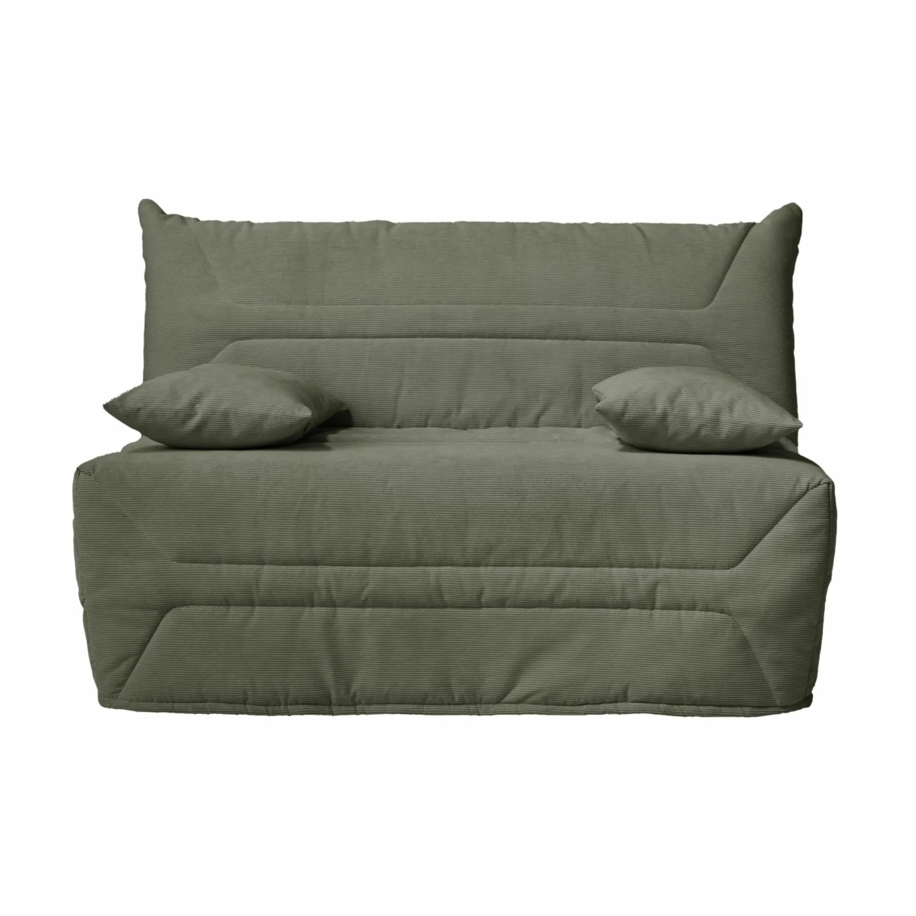 Bz>Camif Canapé BZ velours côtelé matelas 12 cm Gaston - Vert Kaki