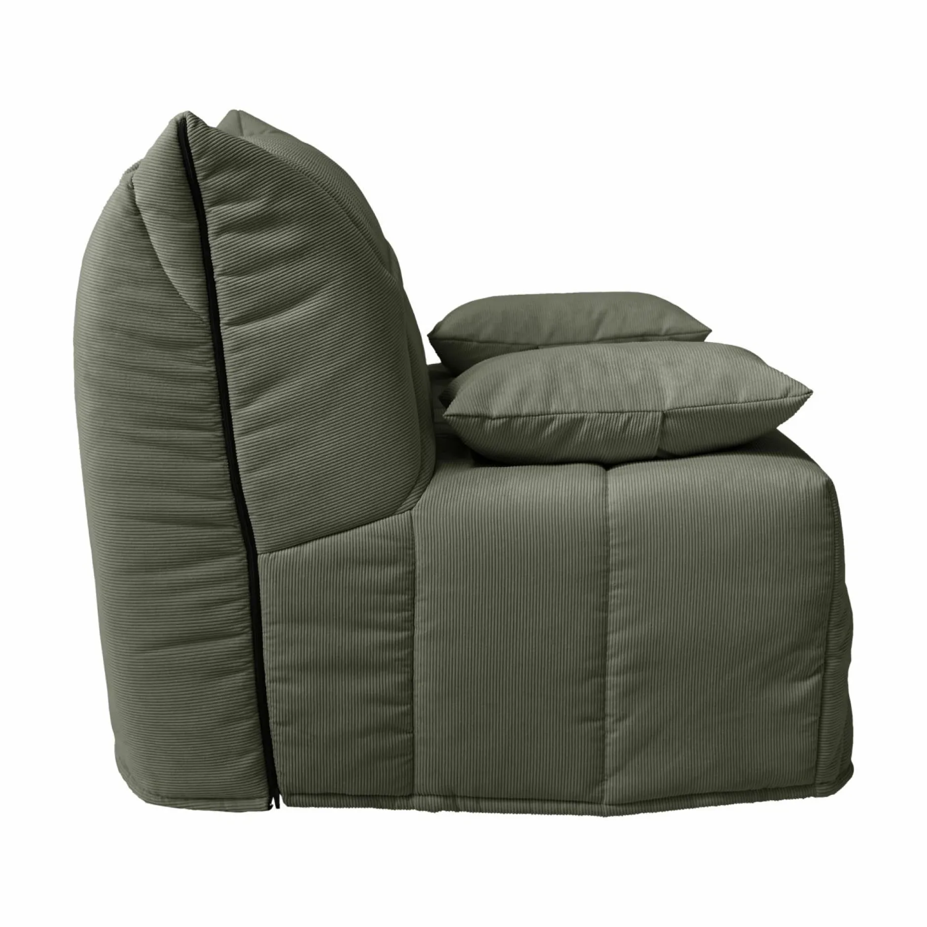 Bz>Camif Canapé BZ velours côtelé matelas 12 cm Gaston - Vert Kaki