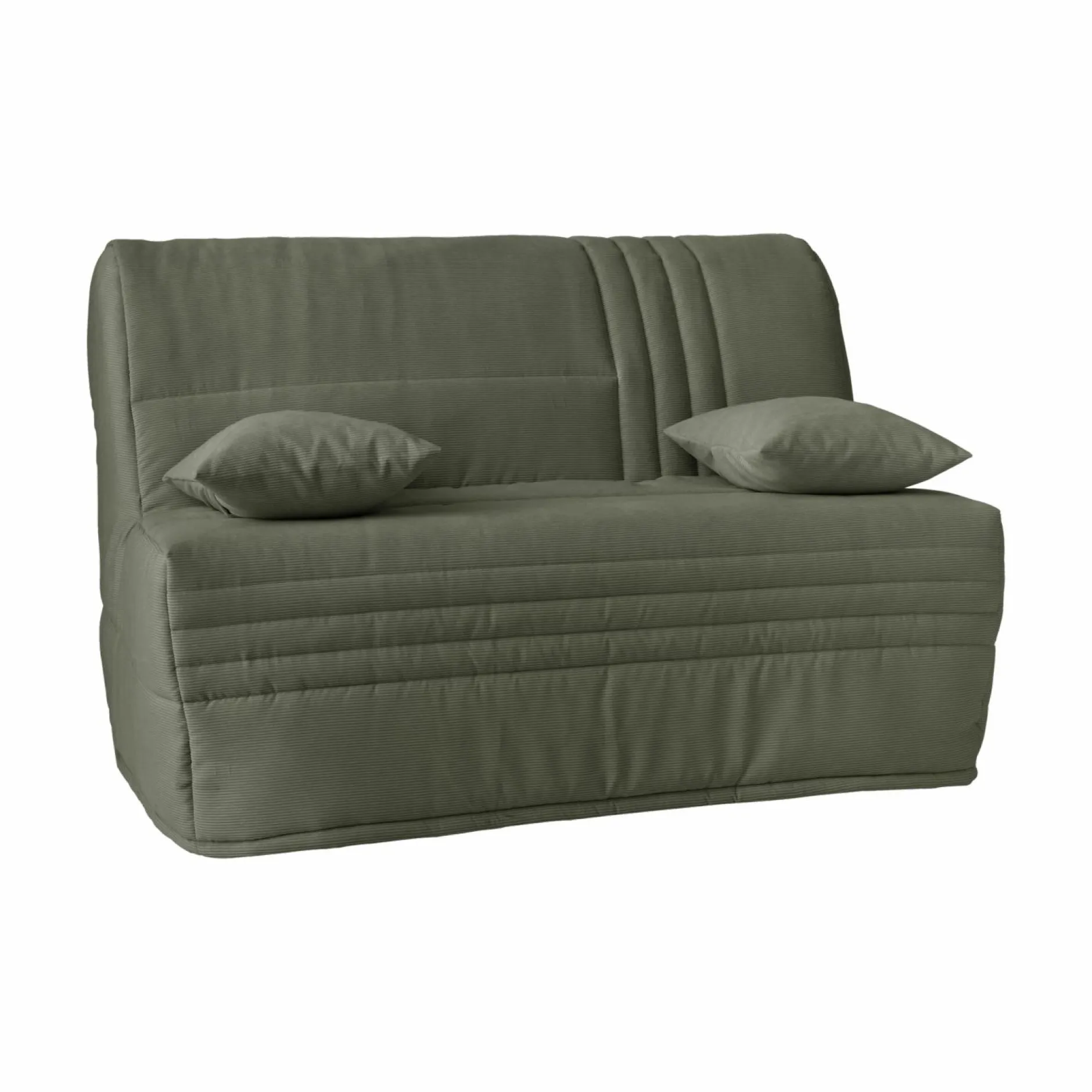 Bz>Camif Canapé BZ velours côtelé matelas 15 cm Gaélia - Vert Kaki