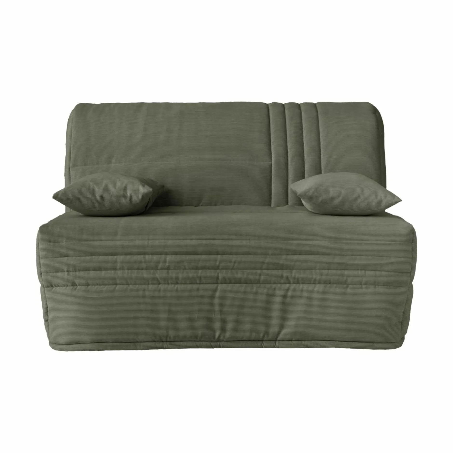 Bz>Camif Canapé BZ velours côtelé matelas 15 cm Gaélia - Vert Kaki