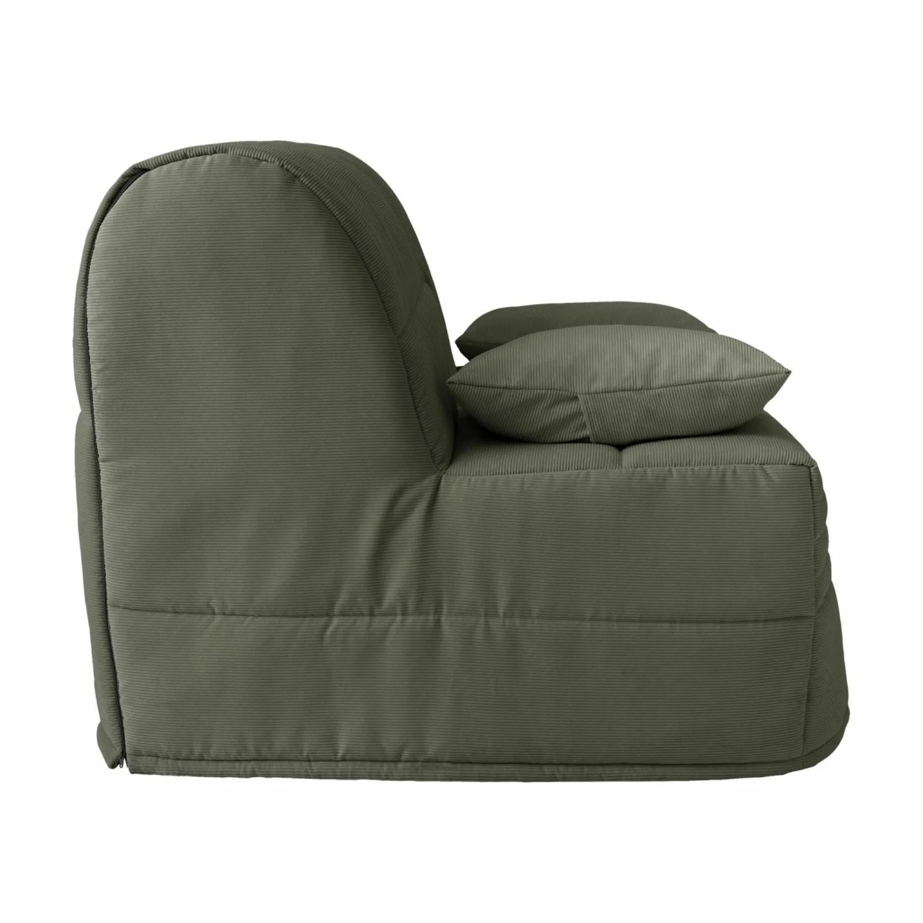 Bz>Camif Canapé BZ velours côtelé matelas 15 cm Gaélia - Vert Kaki
