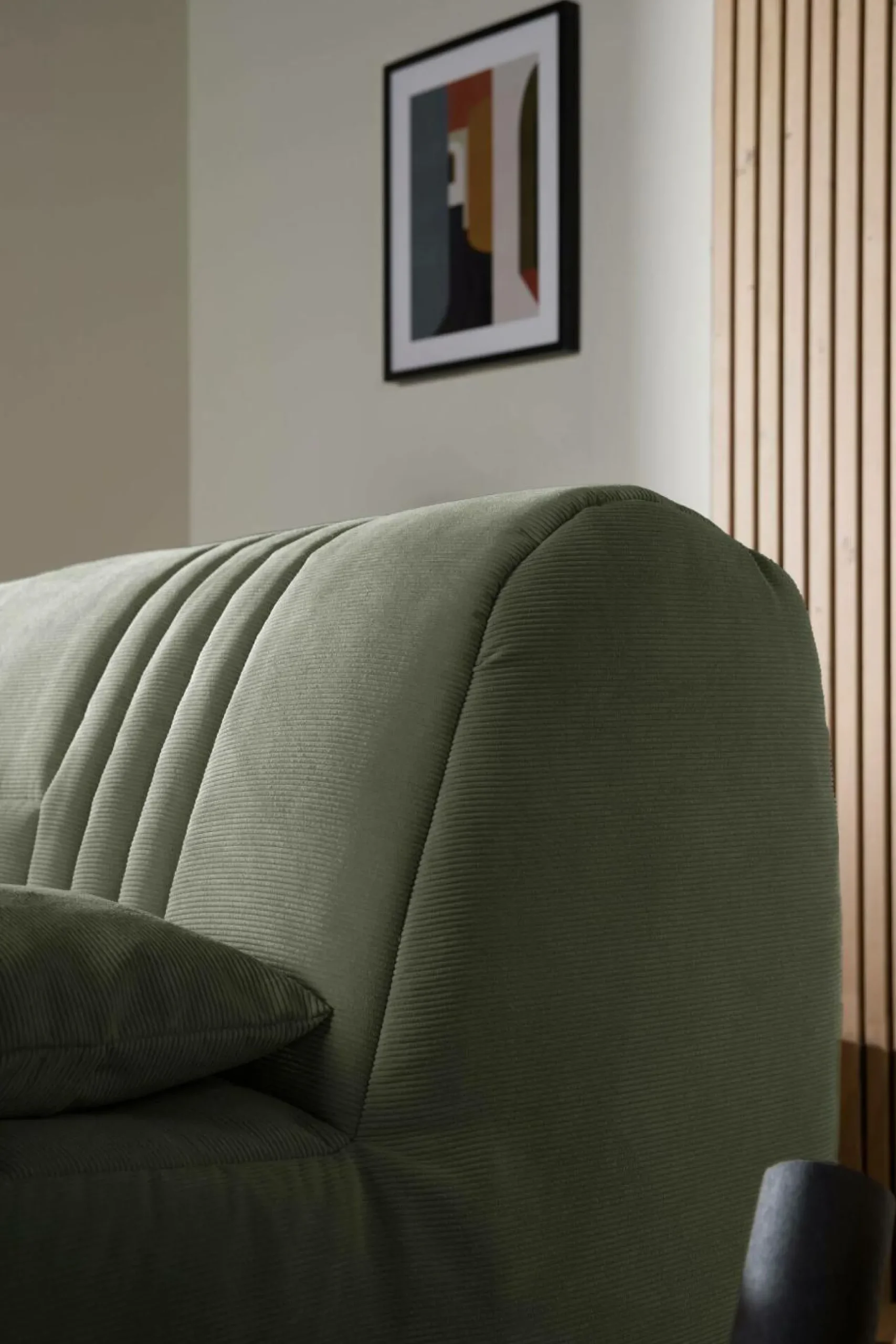 Bz>Camif Canapé BZ velours côtelé matelas 15 cm Gaélia - Vert Kaki