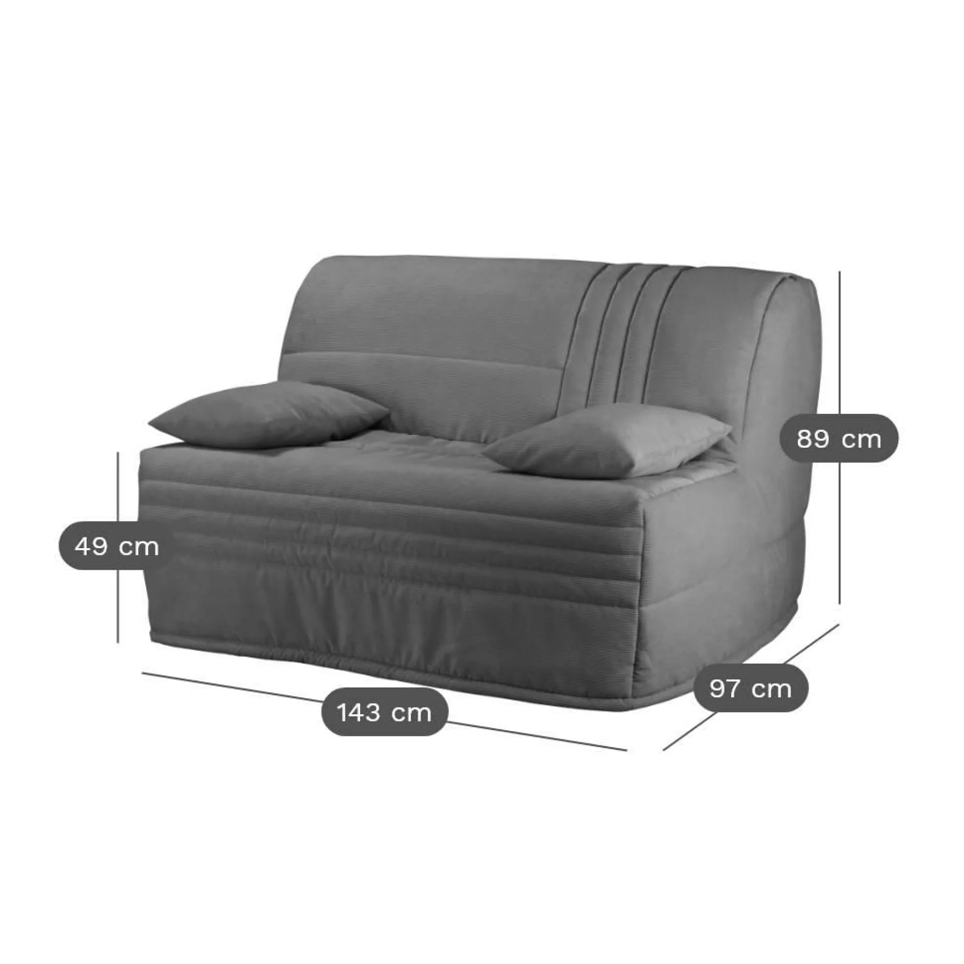 Bz>Camif Canapé BZ velours côtelé matelas 15 cm Gaélia - Vert Kaki