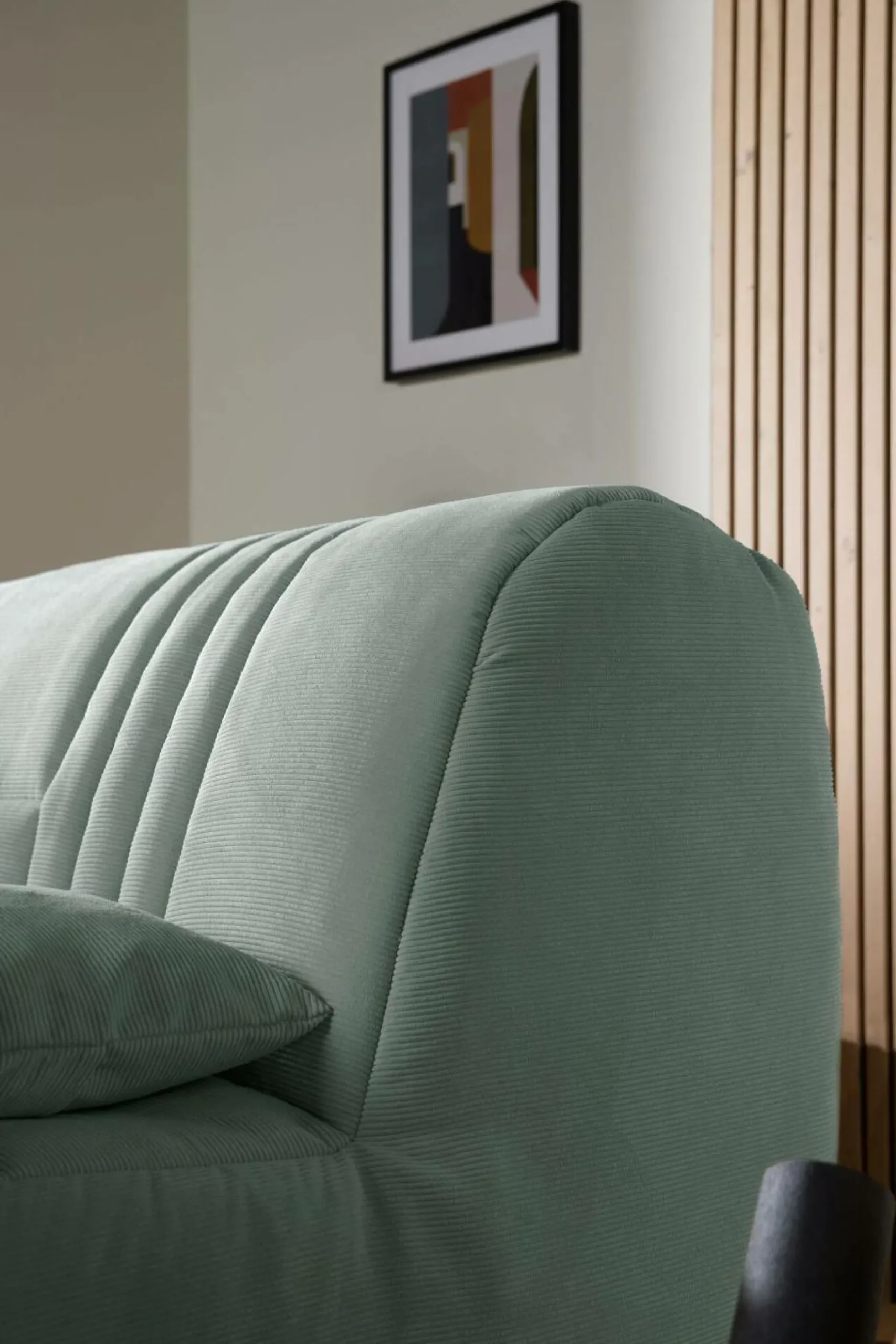 Bz>Camif Canapé BZ velours côtelé matelas 15 cm Gaélia - Menthe Glaciale