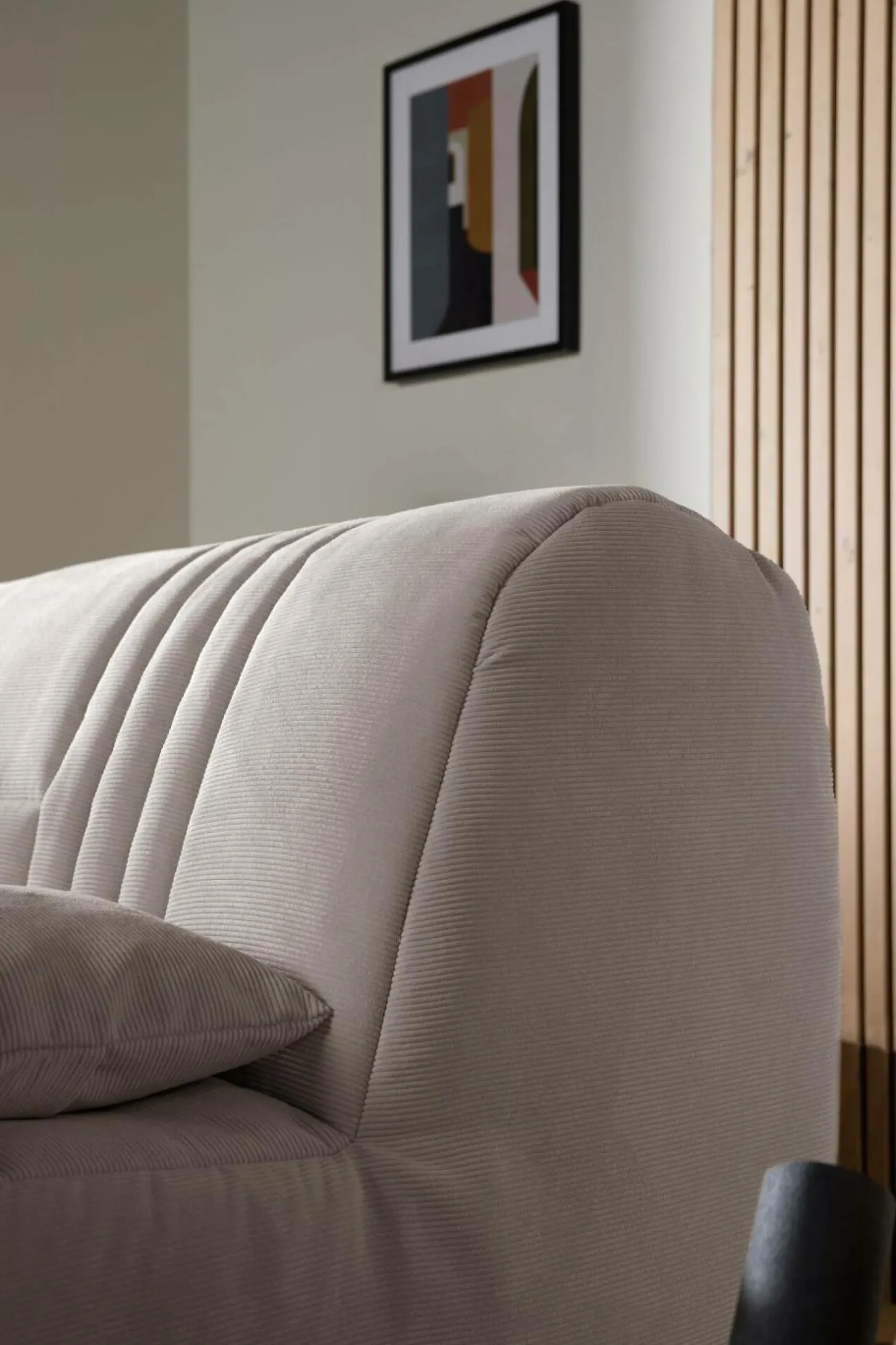 Bz>Camif Canapé BZ velours côtelé matelas 15 cm Gaélia - Grège