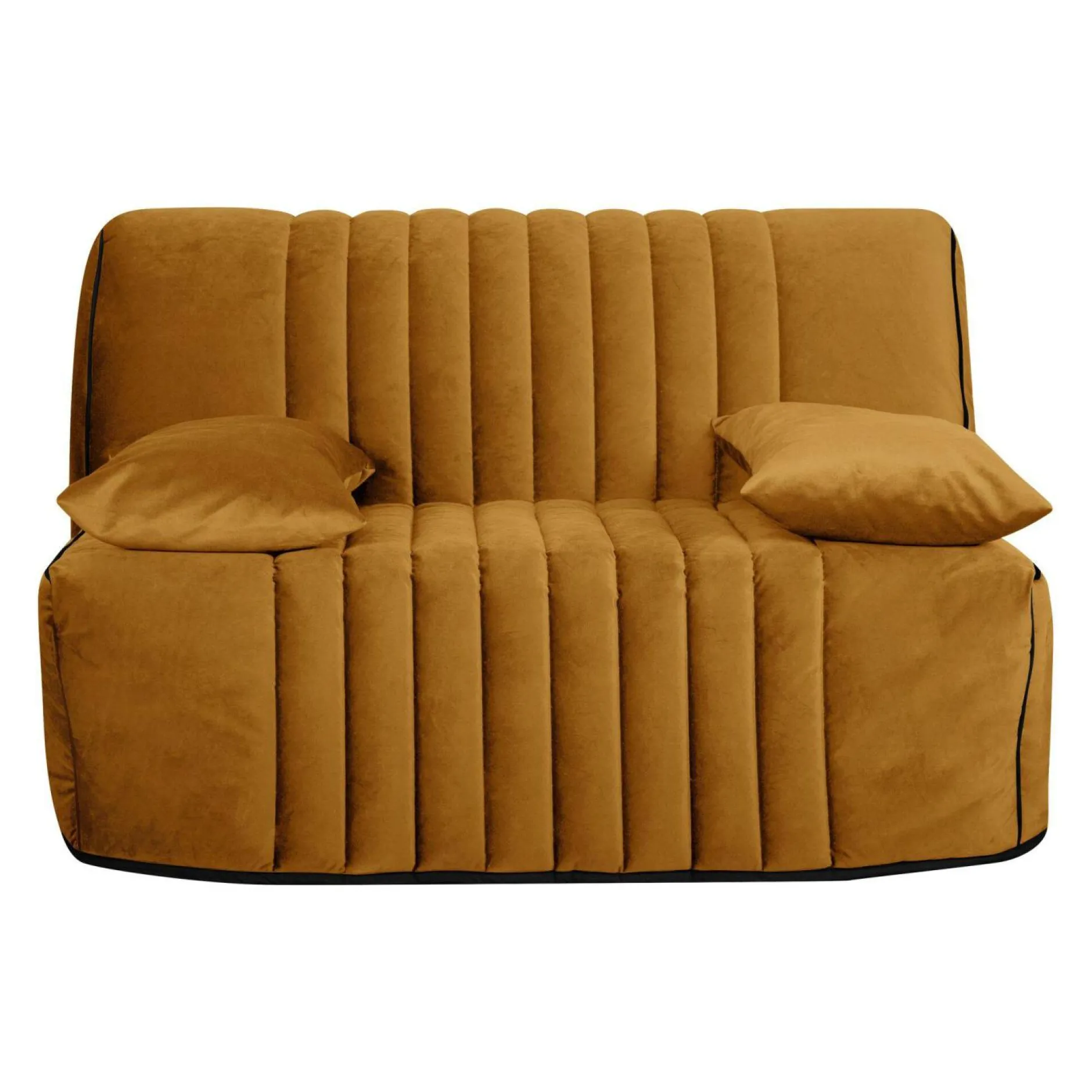 Bz>Camif Canapé BZ velours matelas 15 cm Oriane - - Matelas mousse HR Jaune Mordoré